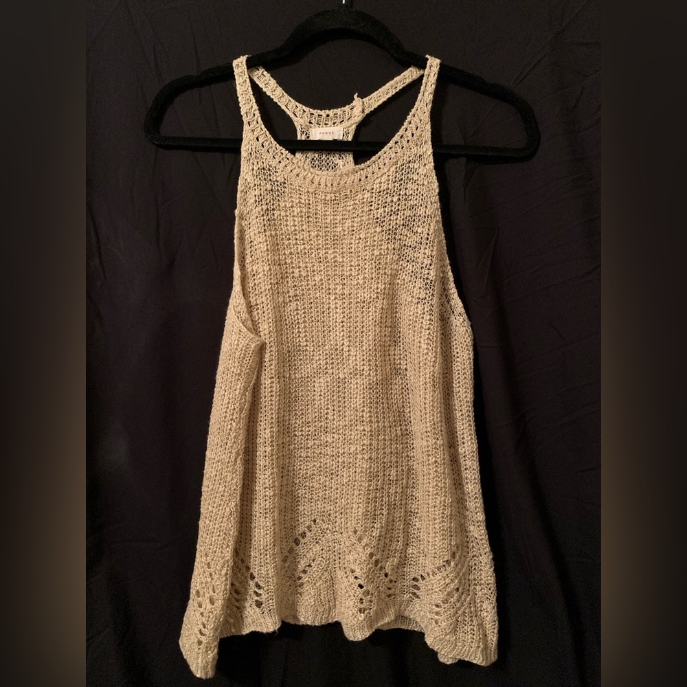 Crochet, Tan/Beige, Racerback, top.